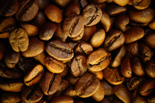Rostade Kaffebönor Nära Rostade Kaffebönor Närbild — Stockfoto
