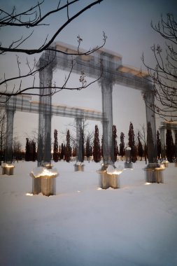 Krasnodar şehrinin gece parkı. Galitskogo Parkı