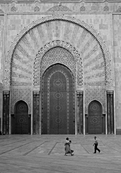 Porta Tradicional Artesanal Marrocos Preto Branco — Fotografia de Stock