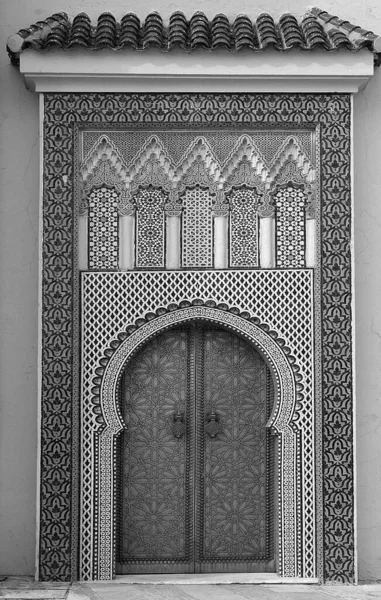 Puerta Tradicional Artesanal Marruecos Blanco Negro — Foto de Stock