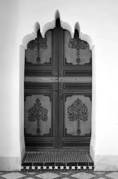 Puerta Tradicional Artesanal Marruecos Blanco Negro — Foto de Stock