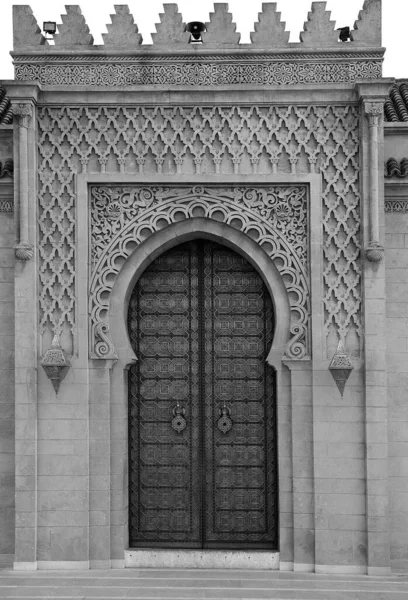 Porta Tradicional Artesanal Marrocos Preto Branco — Fotografia de Stock