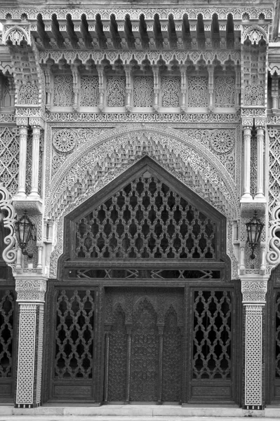 Porta Tradizionale Artigianale Marocco Bianco Nero — Foto Stock