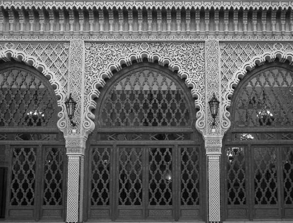 Tradycyjne Ręcznie Robione Drzwi Maroku Czerni Bieli — Zdjęcie stockowe