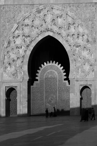 Porta Tradicional Artesanal Marrocos Preto Branco — Fotografia de Stock