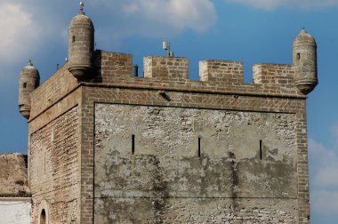 Essaouira 'daki eski Portekiz mimarisi (mogador) Fas' ta