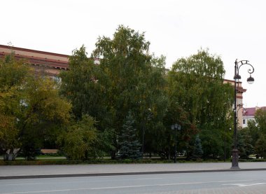 Tyumen şehrinin merkez meydanında güzel bir patika.