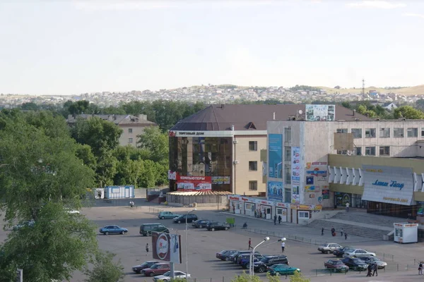 Bella Vista Degli Edifici Nel Centro Della Città Kokshetau Della — Foto Stock