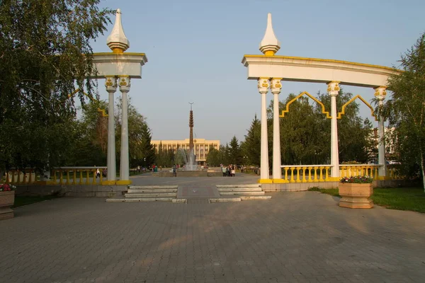 Uma Bela Estela Centro Cidade Kokshetau República Cazaquistão — Fotografia de Stock