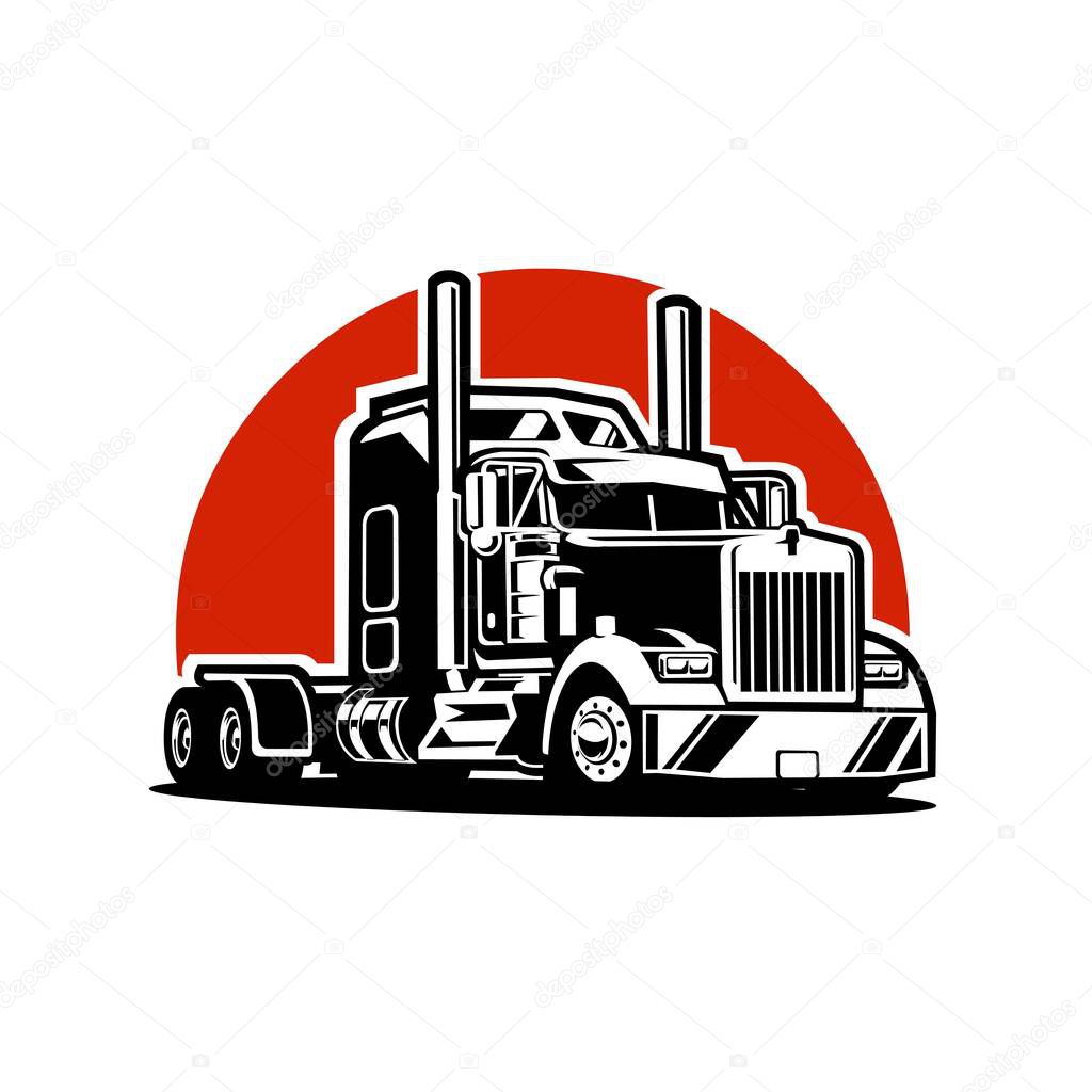 Semi truck big rig 18 wheeler side view vector isolated illustration