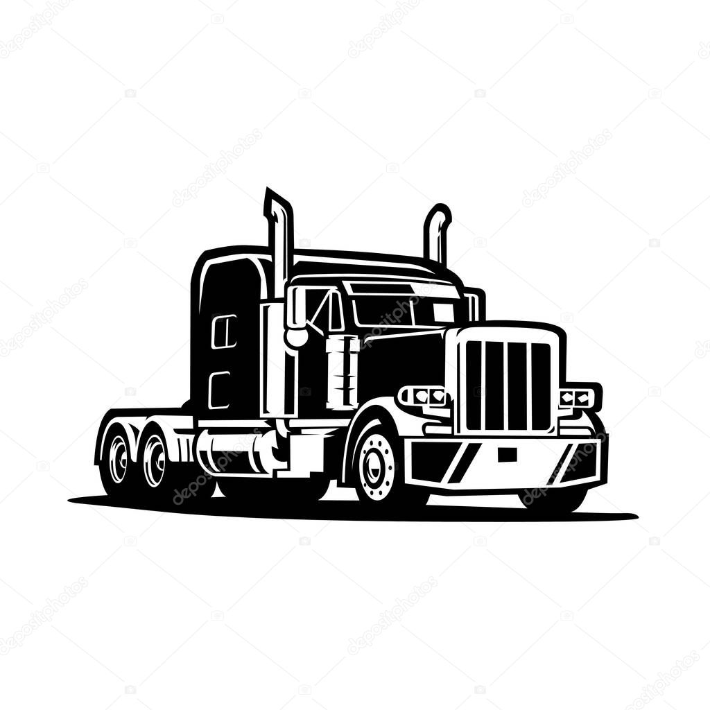 8 wheeler big rig freight semi truck vector isolated in white background. Premium Trucking and Freight Company Related Illustration