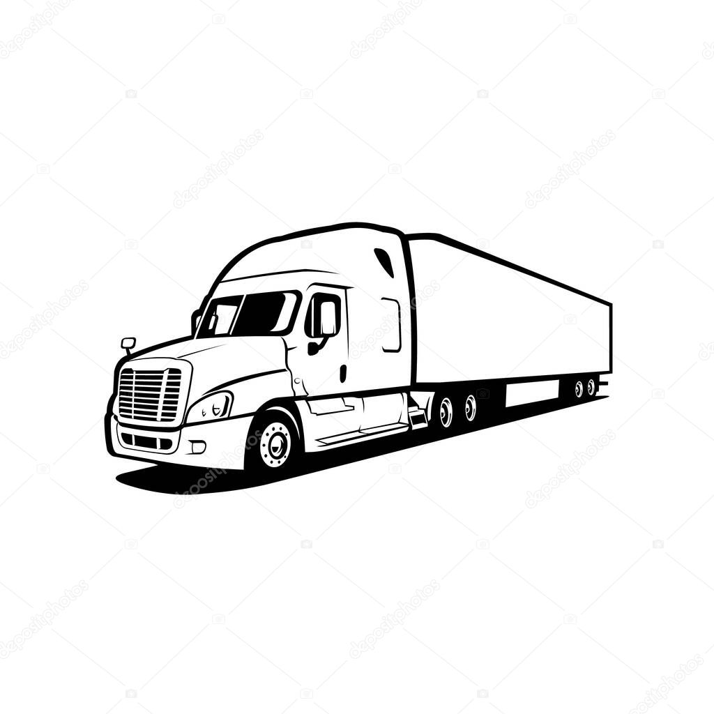 18 wheeler freight semi truck silhouette vector isolated. Premium Trucking and Freight Company Related Illustration