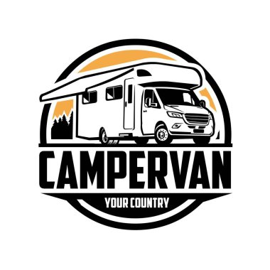 Kamp Van Logosu Tasarımı. Hazır Çember Amblem Logosu Karavanı