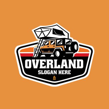 Overland rooftent badge emblem logo concept. Overland Vehicle 4x4 Adventure logo Vector Isolated