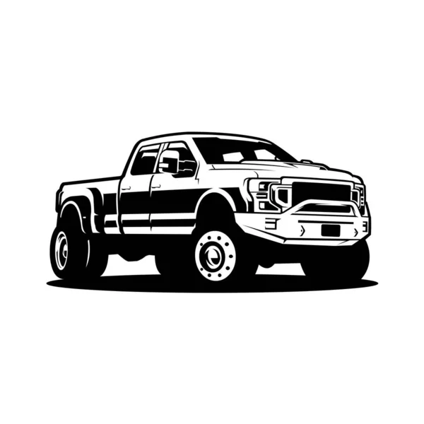 Vector Silueta Camión Doble Diesel Aislado Fondo Blanco — Vector de stock