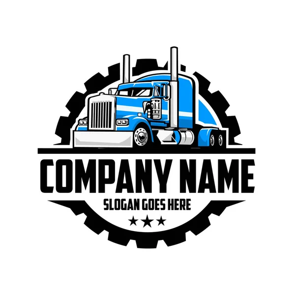 Set Ready Use Wheeler Semi Truck Company Logo Vector Template — Stock Vector