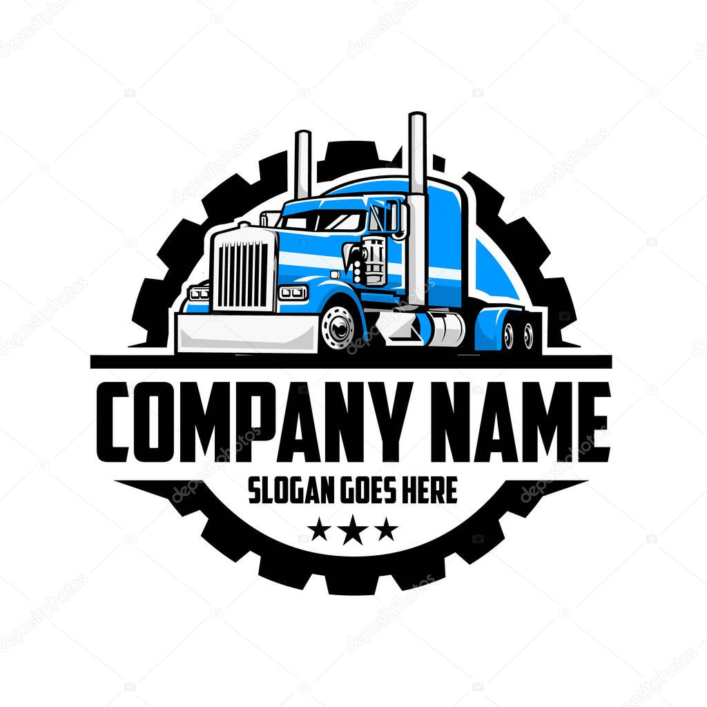 Set of ready to use 18 wheeler semi truck company logo vector template. Best for Trucking company Logo Design Illustration
