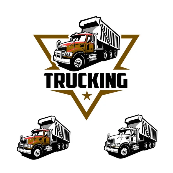 Premium Ready Made Wheeler Trucking Company Emblem Logo Vektor Template — Stockvektor