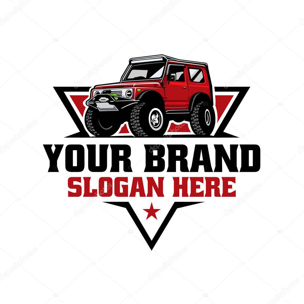 Ready Made Off Road Adventure 4x4 SUV Emblem Logo Vector on White Background. Best for Off Road and Adventure Related Industry