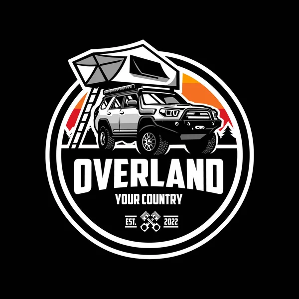 Overland Camper Camión Círculo Emblema Insignia Vector Aislado — Archivo Imágenes Vectoriales