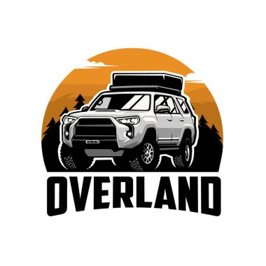 Gezgin manzara vektör illüstrasyonunda Overland SUV