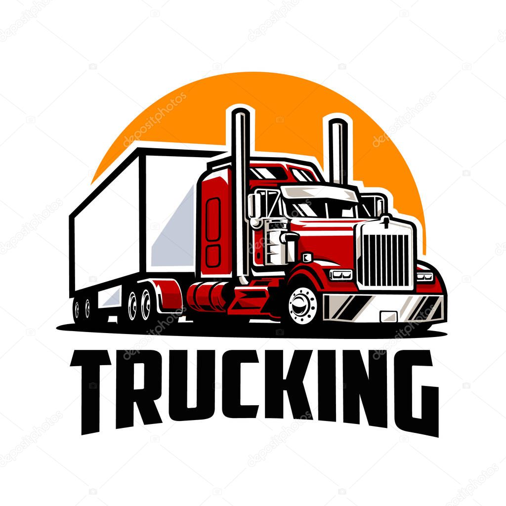 Trucking freight 18 wheeler vector illustration. Best for tshirt design