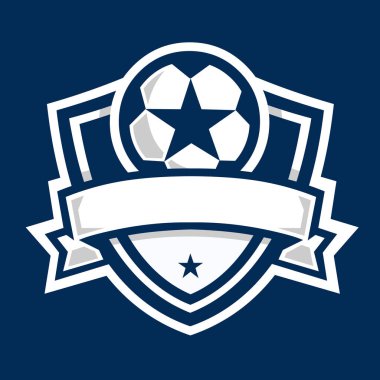 Futbol futbolu amblemi logo şablonu izole edildi. Futbol ve futbol kulübü logosu için en iyisi.