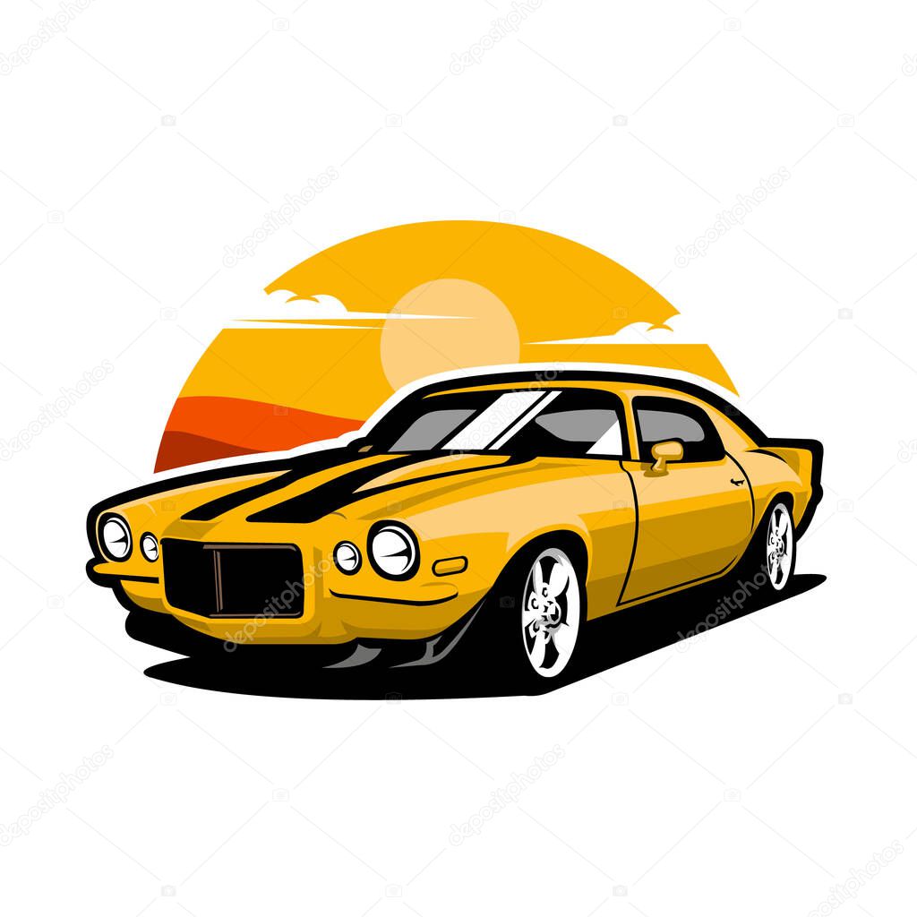 Premium american muscle car vector illustration isolated