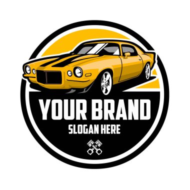 Premium Classic sport car circle emblem logo vector illustration