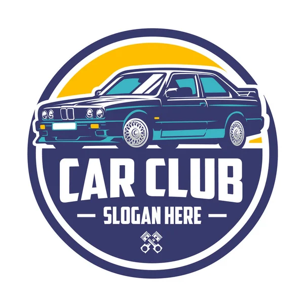 Premium 90S Sport Car Club Logo Emblem Vector Illustration — Stok Vektör