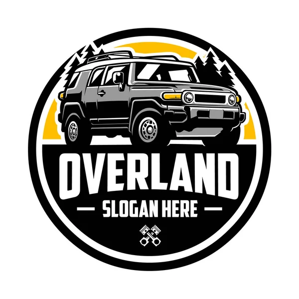 Overland Suv Adventure Vehicle Circle Emblem Logo Vector Illustration — Stockový vektor