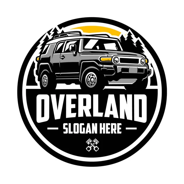 Overland Suv Adventure Vehicle Circle Emblem Logo Vector Illustration — Stock Vector