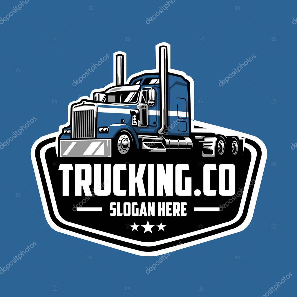 Trucking company emblem logo vector isolated. Perfect logo for trucking and freight industry