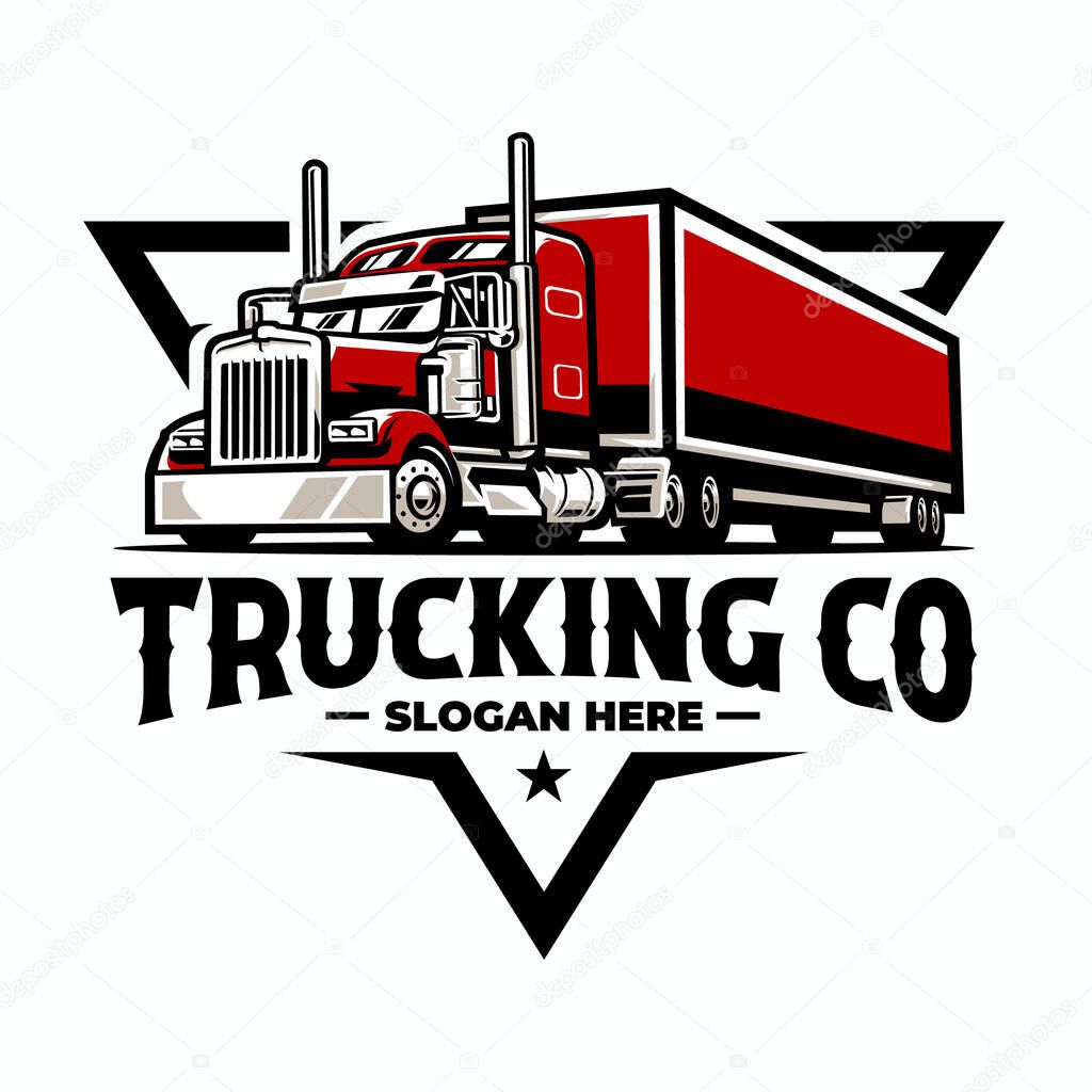 Trucking company emblem ready made logo vector isolated. Best for trucking and freight related industry