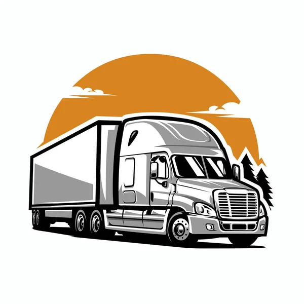 Semi Truck Vector Illustration Premium Trucking Illustration — 图库矢量图片