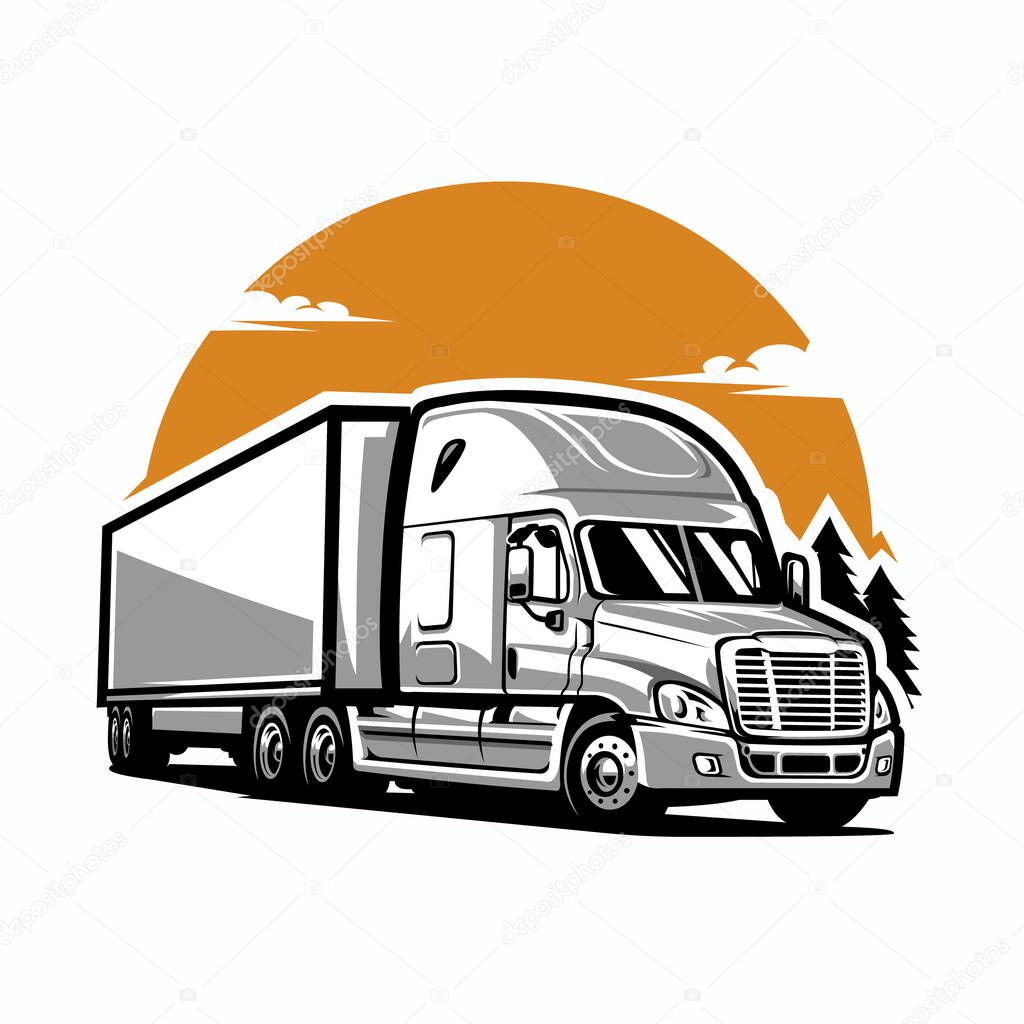 Semi Truck vector illustration. Premium Trucking illustration