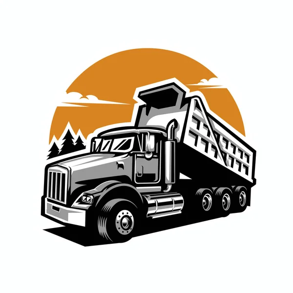 Dump Truck Illustration Premium Illustration Vector Isolated Best Trucking Freight — Vetor de Stock