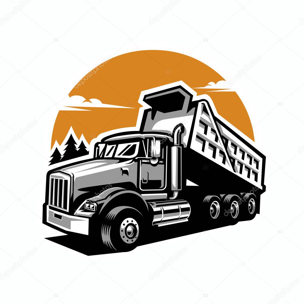 Dump truck illustration. Premium illustration vector isolated. Best for trucking and freight related industry