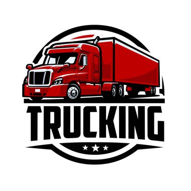 Trucking 18 wheeler big rig company logo badge vector isolated. Best for trucking and freight related industry