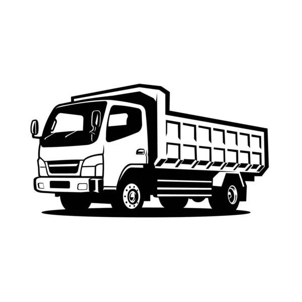 Dump Truck Silhouette Monochrome Vector Isolated — Vettoriale Stock