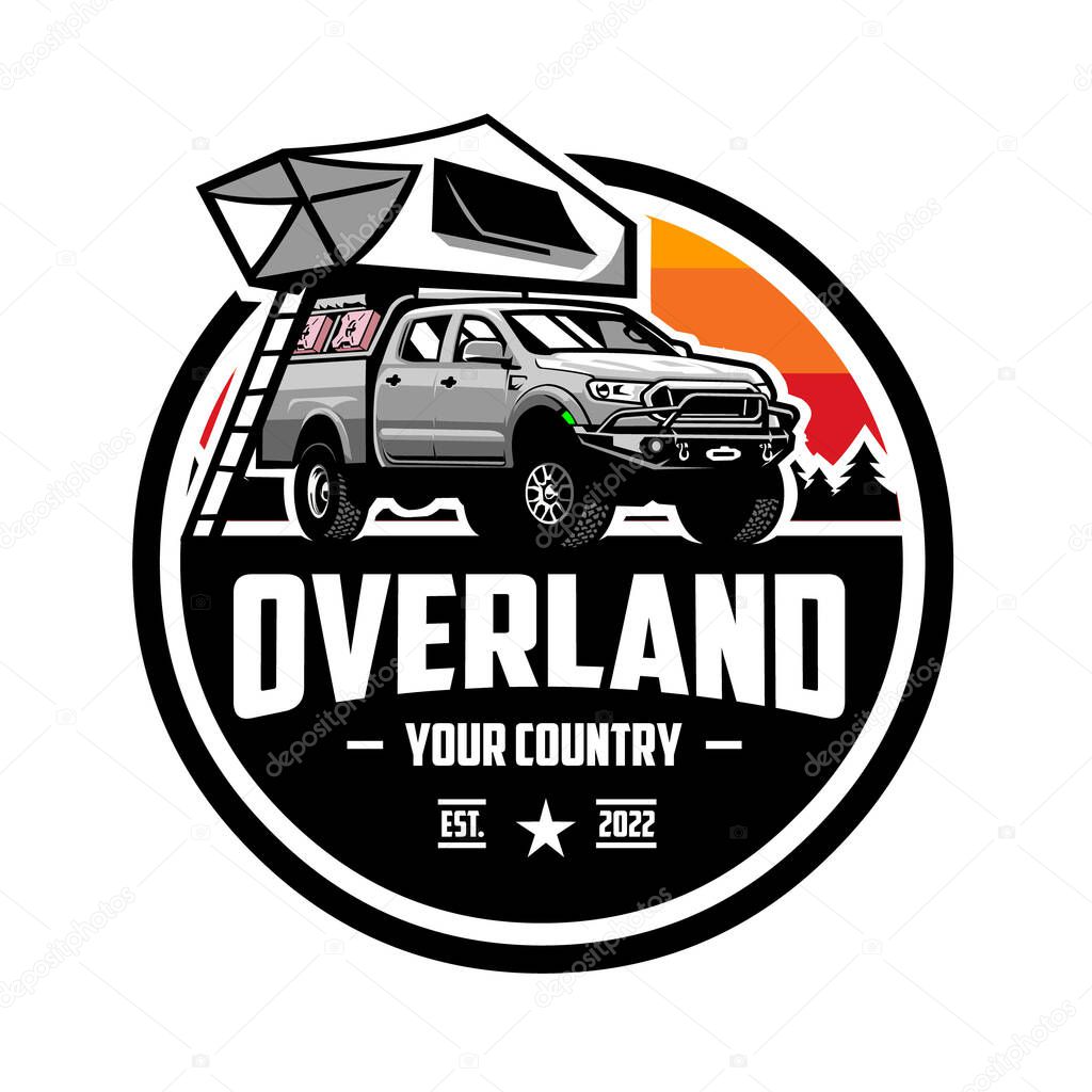 Premium Overland Camper Truck Badge Emblem Logo Vector Isolated