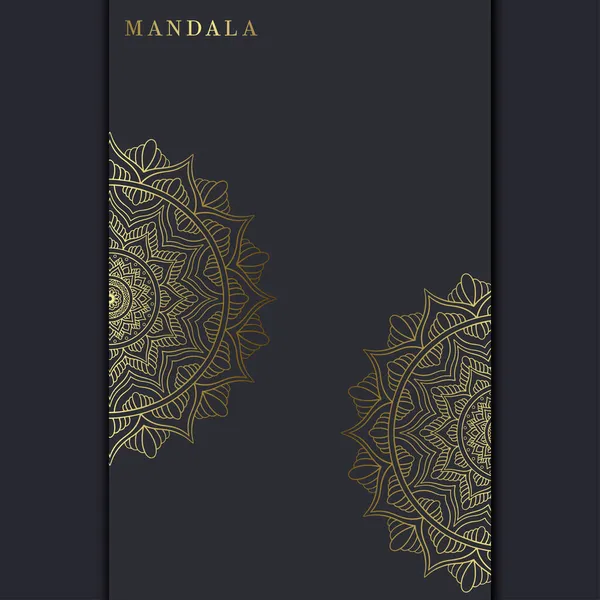 Lyxig Guld Mandala Utsmyckad Bakgrund För Bröllop Inbjudan Bok Omslag — Stock vektor