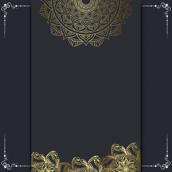 Luxury Gold Mandala Ornate Background Wedding Invitation Book Cover — Stock Vector