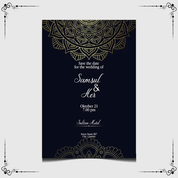 Πολυτελές Χρυσό Μαντάλα Περίτεχνο Φόντο Για Πρόσκληση Γάμου Εξώφυλλο Βιβλίου — Διανυσματικό Αρχείο