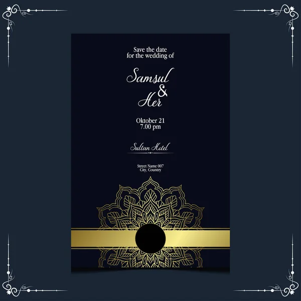 Fundo Ornamentado Mandala Ouro Luxo Para Convite Casamento Capa Livro — Vetor de Stock