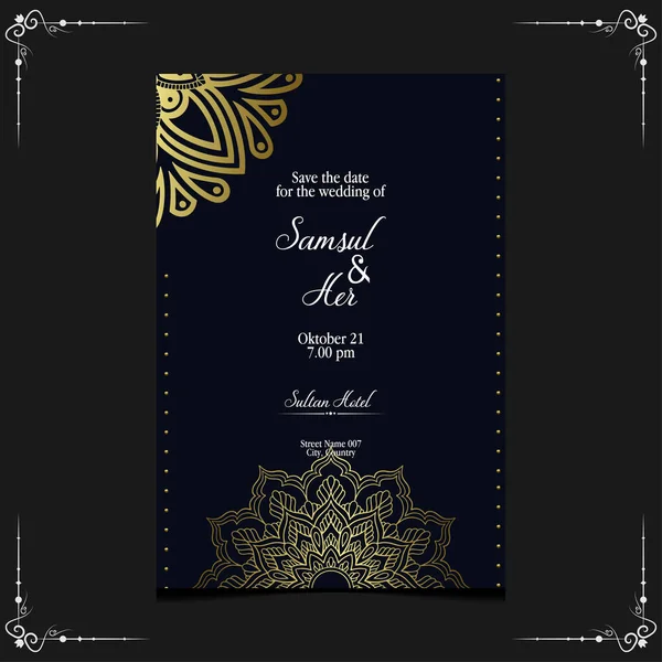 Fundo Ornamentado Mandala Ouro Luxo Para Convite Casamento Capa Livro —  Vetores de Stock