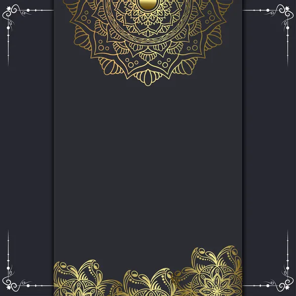 Fundo Ornamentado Mandala Ouro Luxo Para Convite Casamento Capa Livro — Vetor de Stock