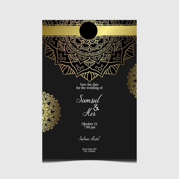 Fundo Ornamentado Mandala Ouro Luxo Para Convite Casamento Capa Livro — Vetor de Stock