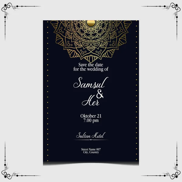 Роскошный Золотой Мандала Декоративный Фон Свадебного Приглашения Обложка Книги — стоковый вектор