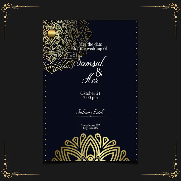 Fundo Ornamentado Mandala Ouro Luxo Para Convite Casamento Capa Livro —  Vetores de Stock